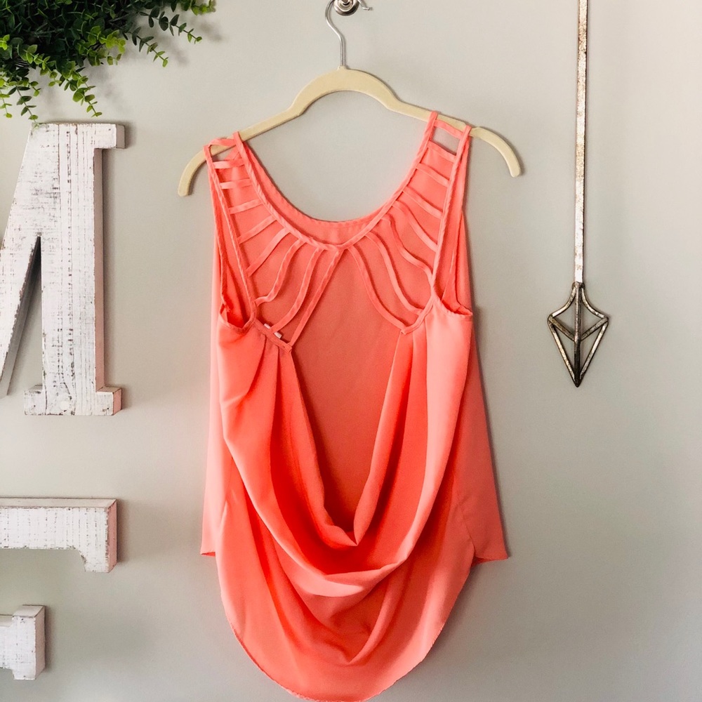 Peach cowl back blouse